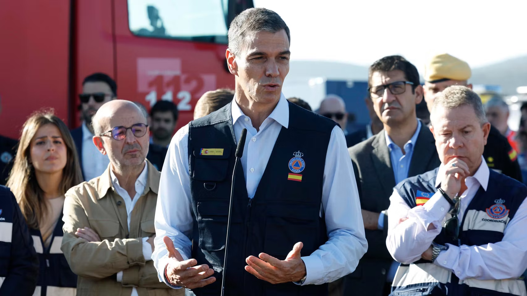 Pedro Sánchez durante su comparecencia en Urda.
